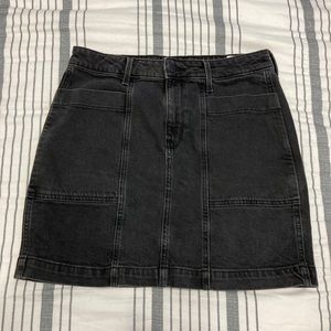 Black Denim Skirt with Pockets